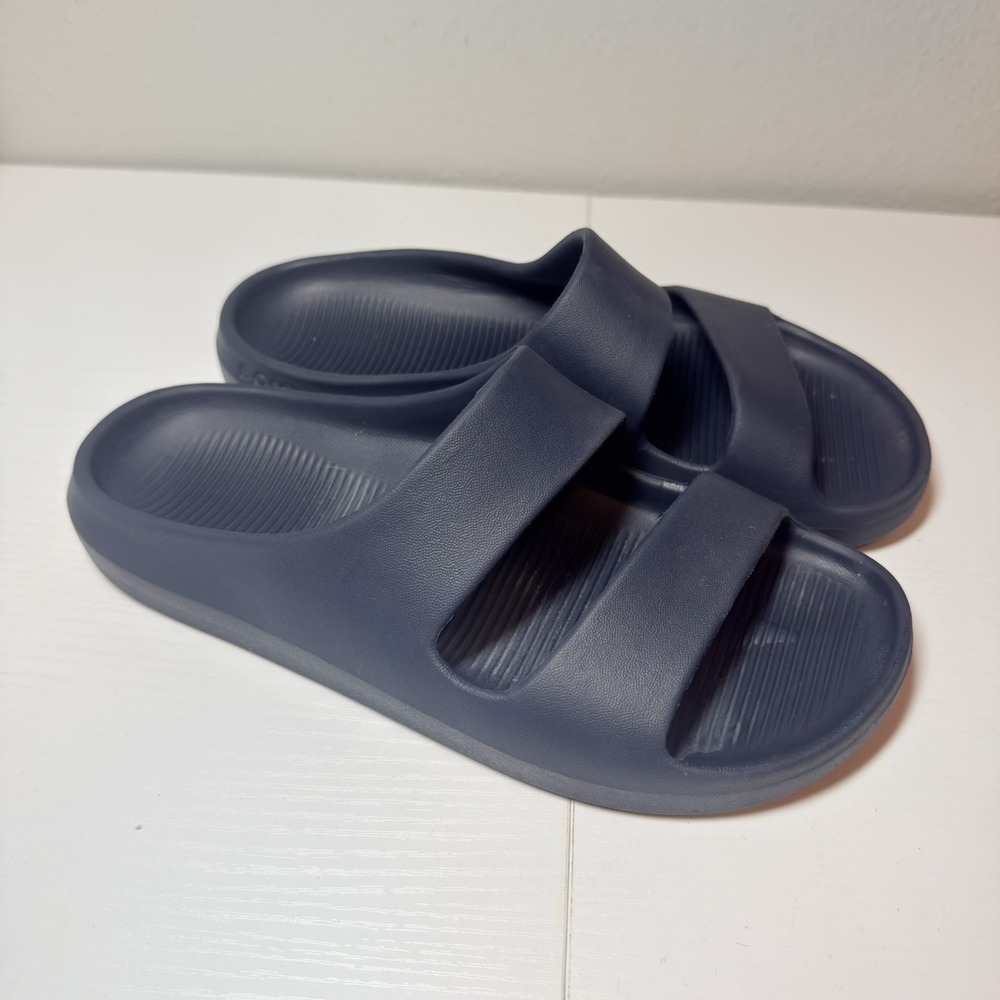Bombas Friday Double Strap Slide Sandals Navy Comfort Cushioned Women's Sz 6